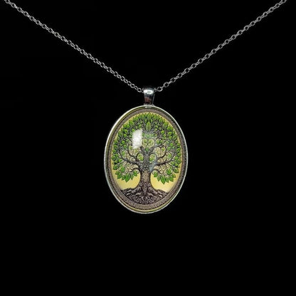Women's Ancient Green Forest Tree Pendant Necklace